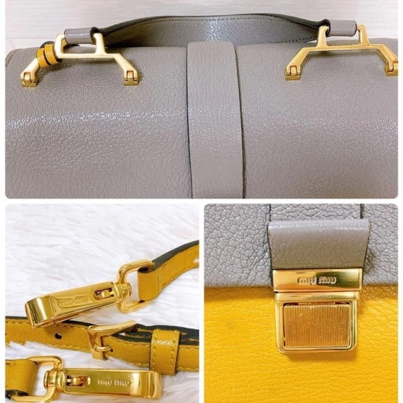 Miu Miu Two-Tone Yellow and Gray Satchel - Picture 8 of 10